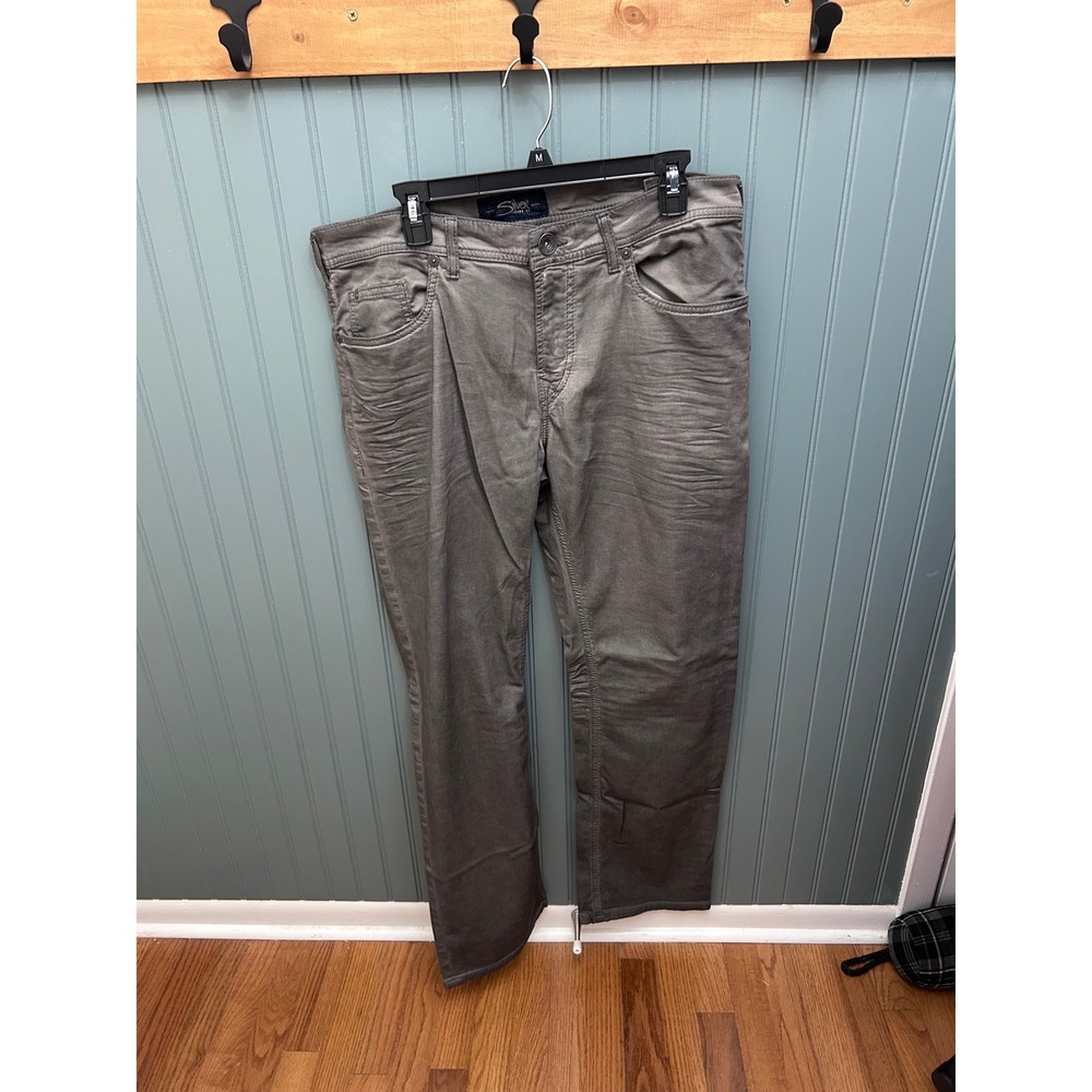 Silver Jeans Co Grayson Easy Fit Straight Grey Pants‎ M33314SCH046 Mens 34x32